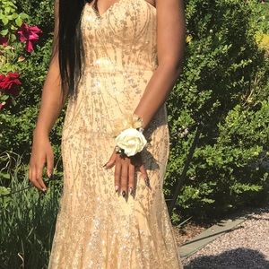 Camille La Vie Gold Mermaid Prom Dress